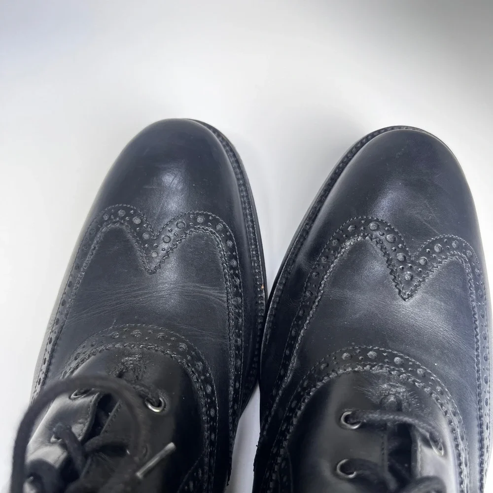 Cole Haan Wingtip Boots Mens 11.5 M Black Leather Dress Brogue Lace Up
